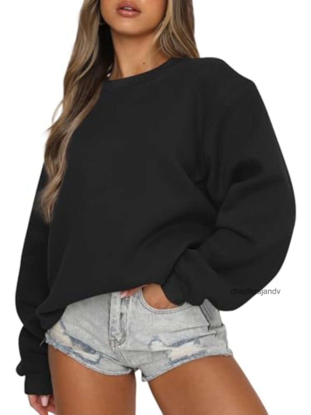 Oversized Crewneck Fleece Pullover Sweatshirt Y2K Loose Fit Cotton Polyester